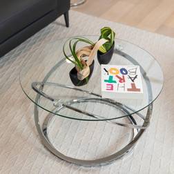 Danya B Galaxy Cross Base Tempered Glass Coffee Table