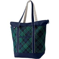 Lands' End Zip Top Printed Canvas Large Tote Bag, Green