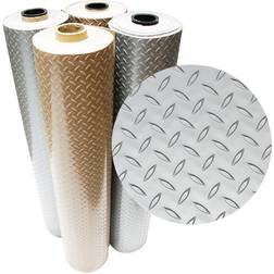 Rubber-Cal Diamond Plate Metallic PVC Flooring, Beige, 2.5mm x 4' x 20' Model: 03-W266-BG-20
