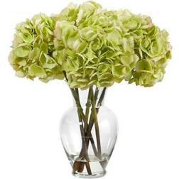 Nearly Natural A1488 18 Hydrangea Arrangement with Glass Artificial Plant