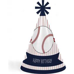 Batter Up Baseball Cone Happy Birthday Party Hats Set of 8 Standard Size Blue