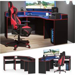 VICCO Gaming Desk Eckschreibtisch Kron Schreibtisch Gamer PC Tisch Computertisch