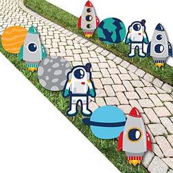 Blast Off to Outer Space Astronaut, Space Ship and Planet Lawn Decorations Outdoor Rocket Ship Baby Shower or Birthday Party Yard Decorations 10 Piece