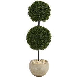 Nearly Natural 45 Boxwood Double Ball Artificial Topiary Tree Colored Planter