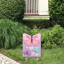 Beautiful Butterfly Outdoor Floral Baby Shower Birthday Party Yard Sign 1 Pc Purple