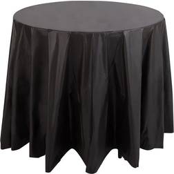 Juvale 12-Pack Black Plastic Tablecloth 84-Inch Round Disposable Table Cover, Fits up to 72-Inch Round Tables, Black Themed Party Supplies
