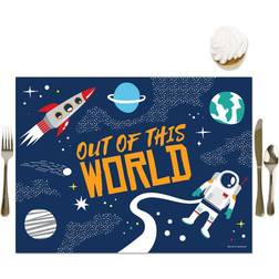 Blast Off to Outer Space Party Table Decorations Rocket Ship Baby Shower or Birthday Party Placemats Set of 16