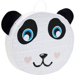 Small Panda Pinata, Kids Birthday Party, Animal Baby Shower Decorations, 14.5 x 13 x 3 In White