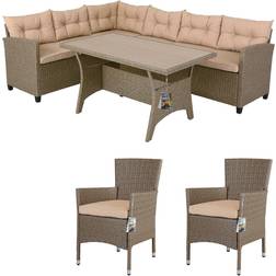 Casaria Polyrattan Ecklounge Creme/Beige Lounge-Set