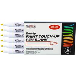 U.S. Art Supply Empty Paint Touch-Up Marker Pen Blank Aluminum Body Fillable 4.5mm tip Pack of 6
