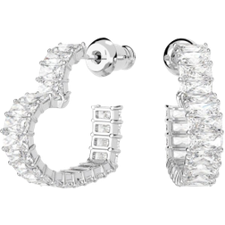 Swarovski Matrix Heart Hoop Earrings - Silver/Transparent