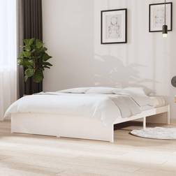 vidaXL white, 140 Solid Wood Bed Frame Sängram