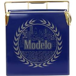 Koolatron Modelo Retro Ice Chest Beverage Cooler with Bottle Opener 13L 14 qt. 18 Can, Blue and Gold
