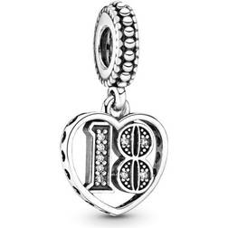 Pandora 18th Celebration Dangle Charm - Silver/Transparent