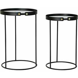 Dkd Home Decor Set of 2 Crystal Black Golden Nesting Table