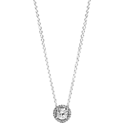 Pandora Round Sparkle Halo Necklace - Silver/Transparent