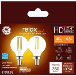 Savant GE Relax HD Light LED Light Bulbs, 40 Watts Replacement, Clear Globe Bulbs 2 Pack