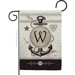 Breeze Decor 80205 Nautical W Monogram 2-Sided Impression Garden Flag