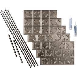 Fasade Traditional 4 18 Brushed Nickel Vinyl Decorative Wall Tile Backsplash 15 sq. Kit