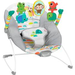 Bright Starts Playful Paradise Comfy Baby Babywippe mit beruhigender Vibration und Spielzeug, Unisex, 0-6 Monate