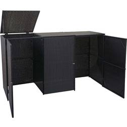 MCW-E25, Mülltonnenbox Mülltonnenabdeckung, Poly-Rattan 3x120l ~ (Gebäudefläche )