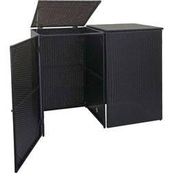 2er-Mülltonnenverkleidung MCW-E25, Mülltonnenbox Mülltonnenabdeckung, Poly-Rattan 2x120l ~ (Gebäudefläche )