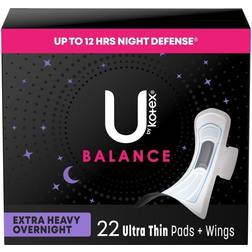 U by Kotex AllNighter Ultra Thin Overnight Pads with Wings, Heavy Count