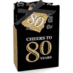 Adult 80th Birthday Gold Birthday Party Favor Boxes Set of 12