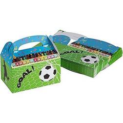 24 Pack Soccer Party Favor Treat Gable Boxes Sports Theme Paper Gift Goodie Box for Kids Birthday 6x3.3x3.6 inches