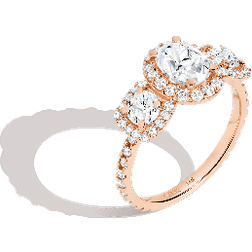 Aurate Pavé Oval-Cut Tri Ring - Rose Gold/Diamonds
