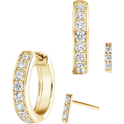 Brilliant Earth The Visionary Hoop and Stud Earring Set - Gold/Diamond