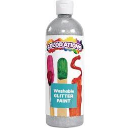 Colorations Washable Glitter Paint Silver 16 oz