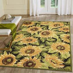 Liora Manne Sunflowers Indoor/Outdoor Black