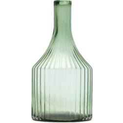 Melrose 10.75" Green Ribbed and Bottleneck Glass Planter Vase