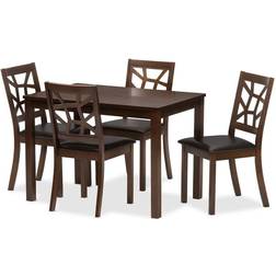 Baxton Studio 5pc Mozaika Leather Contemporary Dining Set 5