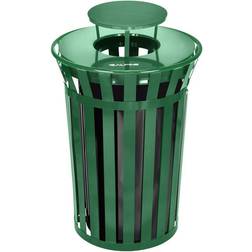 Alpine 38 Gal. Green Metal Slatted Commercial Trash Can Receptacle