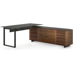 BDI Corridor L-Shaped Executive Wood/Glass/Metal Writing Desk