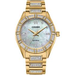 Citizen Eco-Drive Crystal Gold-Tone Bracelet 34mm Silver-tone