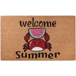 National Tree Company Welcome Entrance Mat Crab Summer Brown, Red