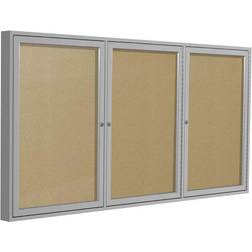 3-Door Enclosed Bulletin Vinyl, 36" 72", Caramel Notice Board