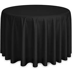 Lann's Linens 132" Round Premium Tablecloth Black