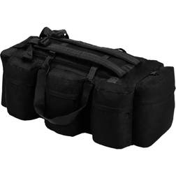 vidaXL 3-in-1 Army-Style Duffel Bag 90L Black Travel Storage Holdall Backpack