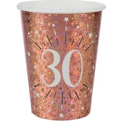 10 Rose Gold 30th Birthday Cups, Sparkling Foil 30th Party Cups, 30th Birthday Paper Cups, Milestone Age 30 Party Cups, Rose Gold Party
