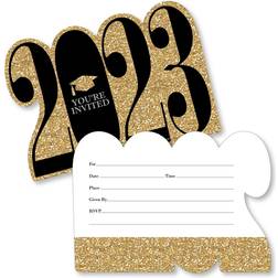 Gold Tassel Worth The Hassle 2023 Shaped Fill-In Invites with Envelopes 12 Ct Gold