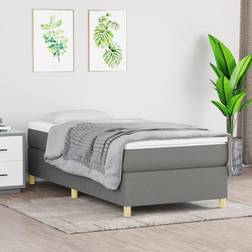 vidaXL Boxspringbett Dunkelgrau Stoff Grau Bettrahmen