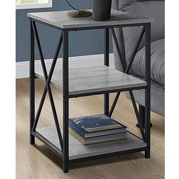 Monarch Specialties End GREY & Black X-Shaped Frame Three-Tier Small Table