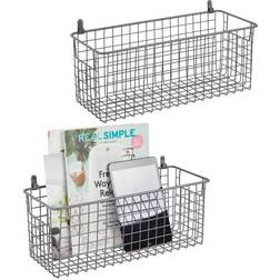 mDesign Portable Metal Farmhouse Organizer Basket Bin Storage Box