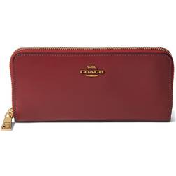 Coach Smooth Leather Slim Accordion Zip Cherry Wallet Red