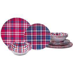 Certified International Patriotic Plaid Service Dinner Set