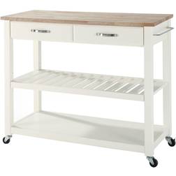 Crosley Furniture KF30051WH Natural Top Trolley Table